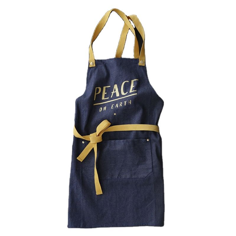 Adjustable Hotel Household Restaurant Bistro Kitchen Apron Denim Bbq Apron Blue Jean Fabric Apron