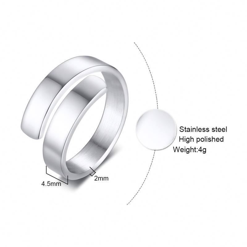 Adjustable Minimalist Open Gold Plated Stainless Steel Cuff Ring for Man and Women Dylam Jewelry