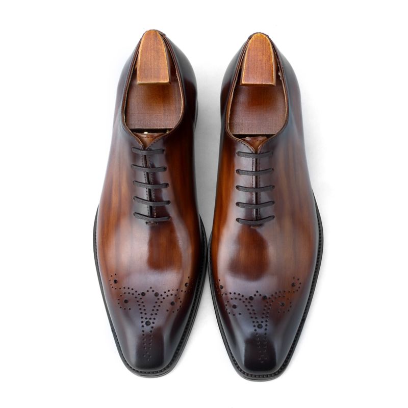 Alf64-Wh5 Gentleman Elegant Handmade Brogue Official Business Cowhide Genuine Leather Derby Dress Shoes Suit Shoes