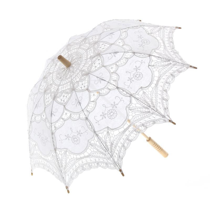 Ameliebridal Victorian Party Gifts Birthday Shower Handmade Wedding Decoration Bride Lace Umbrella Battenburg Lace Parasol