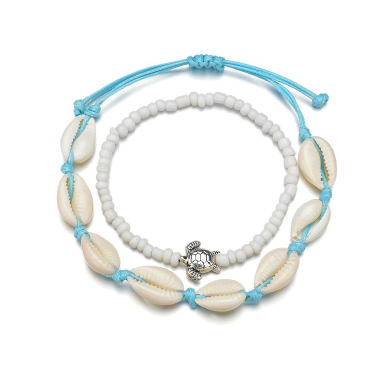 Anklet Creative Beach Turtle Shell Bead Anklet Set 2 Piece Set