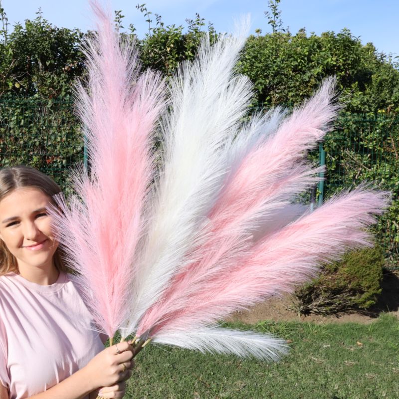 Ap-013 Extra Fluffy Beige 48" Fake Artificial Pampas Grass Large 7 Branches