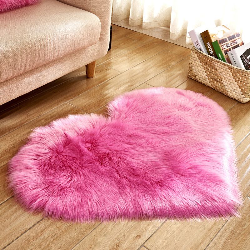 Area Faux Fur Bedroom Hairy Rug Dining Room 25# Fluffy Heart Shaped Anti-Skid Soft Fabric Love Shaggy Floor Mat Carpet Room