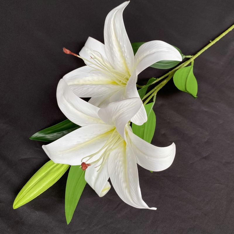 Artificial Easter Lily Flower Artificial Tiger Lily Bouquet with Greenery Stargazer Lilies for Home Decoration