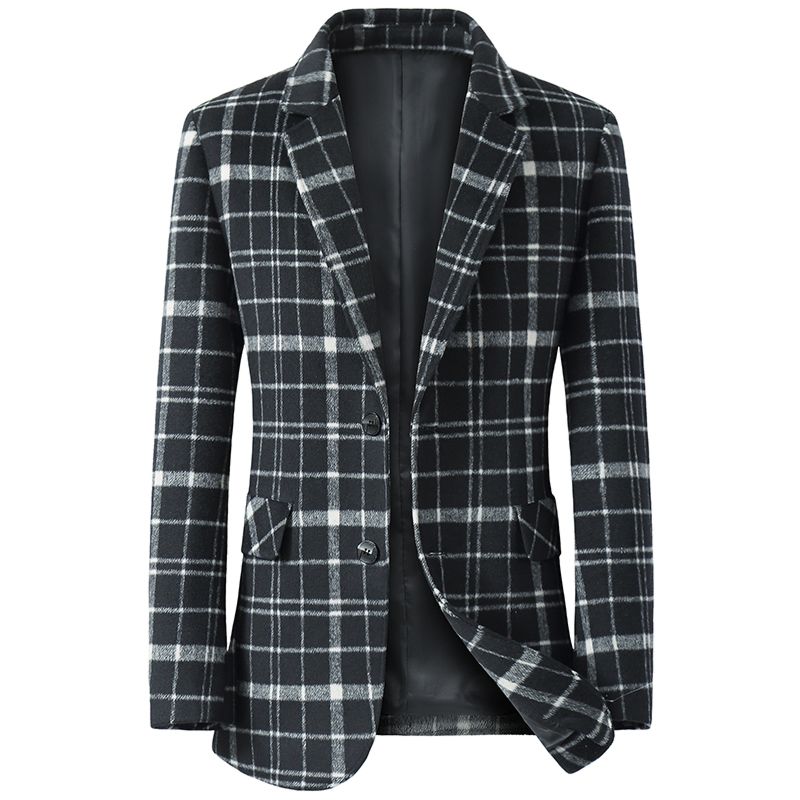 Autumn Korean Version of the Trend of British Retro Casual Plaid Suit Jacket Woolen Suit Men's Jacket