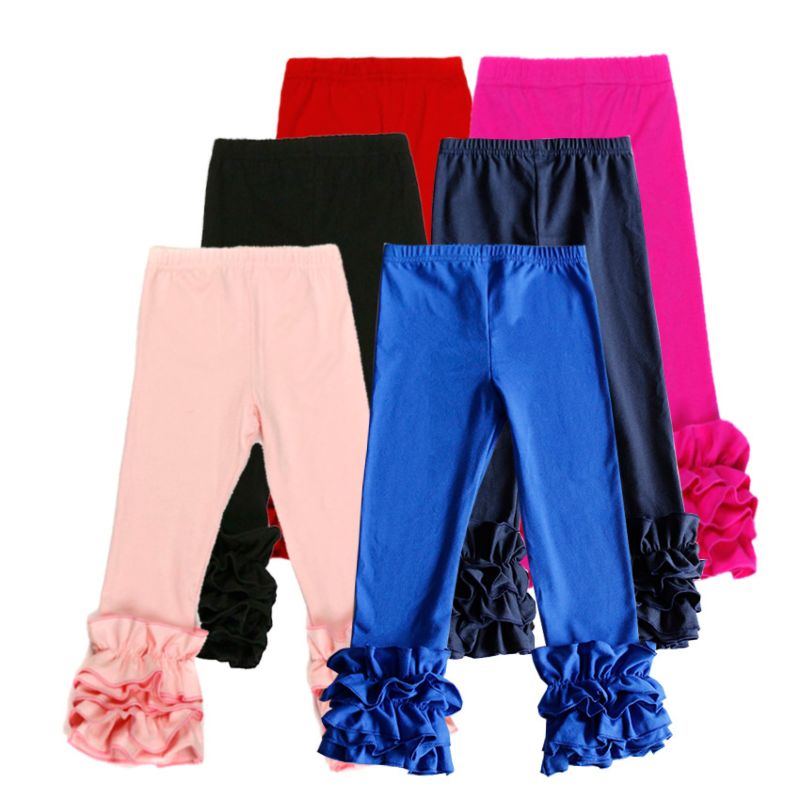 Baby Girls Ruffle Leggings Mustard Olive Teal Dark Peach Plum Dust Pink Triple Pants Toddler Newborn Kids Icing Leggings
