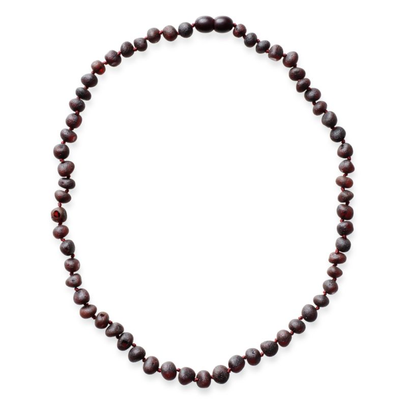 Baltic Amber Adult Necklace Baroque Style Beads Cherry Colour with Raw Finish from the Real Natural Baltic Amber