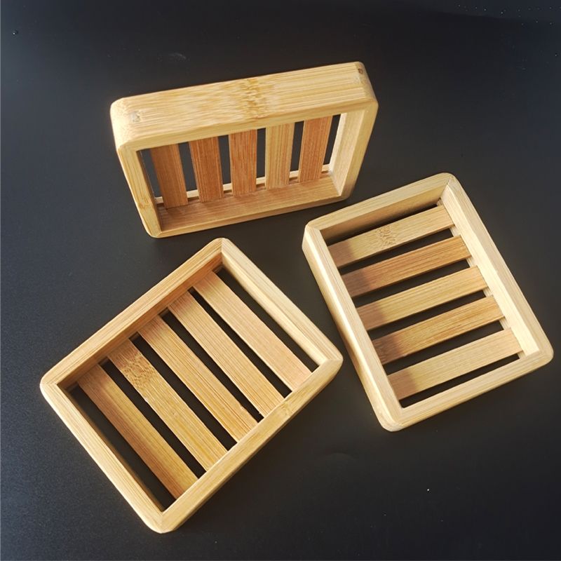 Bamboo Soap Dishes Drainable Soap Holder Bar Soap Dish Tray for Shower Bathroom