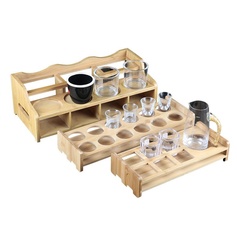 Bamboo Wine Cup Holder Condiments Rack Red Wine Cup Holder Bamboo Tray