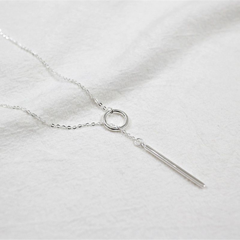 Bar 925 Sterling Silver Long Chain Necklaces Women Jewelry Blank Pendant Necklace