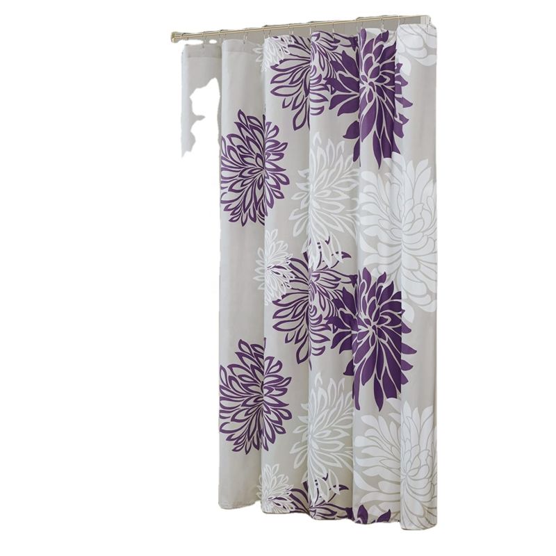 Bathroom Shower Floral Printed Cute Chic Microfiber Fabric Bath Curtains