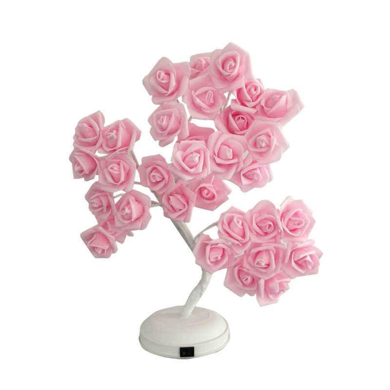 Battery Powered Flower Rose Night Light Rose Tree Table Lamp Flower Light for Home Bedroom Desk Valentine Wedding Decoration