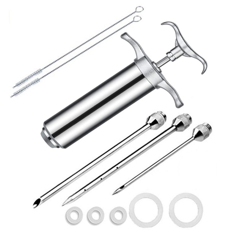 Bbq Injector Injection Syringe 60 Ml Stainless Steel Marinade Meat Turkey Injector