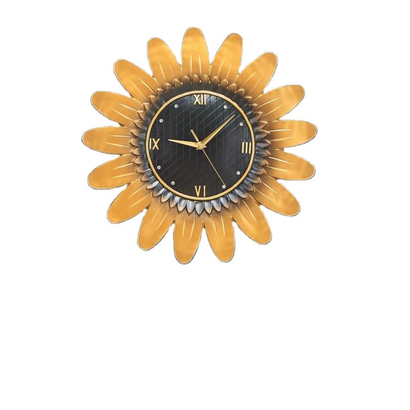 Beaufitul Fresh Sunflower Modern Wall Clock Botanical Yellow Flower Wall Art Natural Home Decor Helianthus Hanging Timepieces