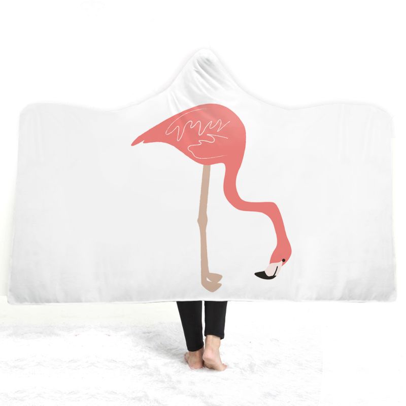 Beautiful Energetic Pink Flamingo Print Lightweight Fluffy Plush Animal Hooded Blanket Kids