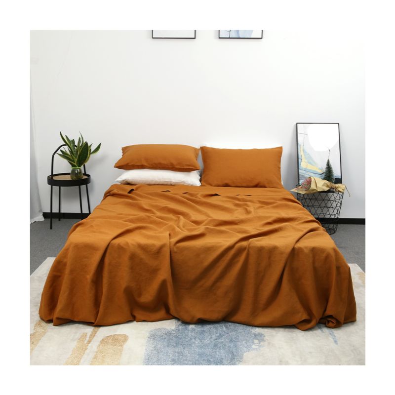 Bedding Flax Linen Set 100% Flax Bedding Luxury 5 Star Hotel Linen Bed Sheet Sets