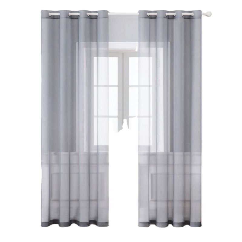 Bedroom Living Room Sheer Voile Curtains Translucent Solid Gray Sheer Curtains