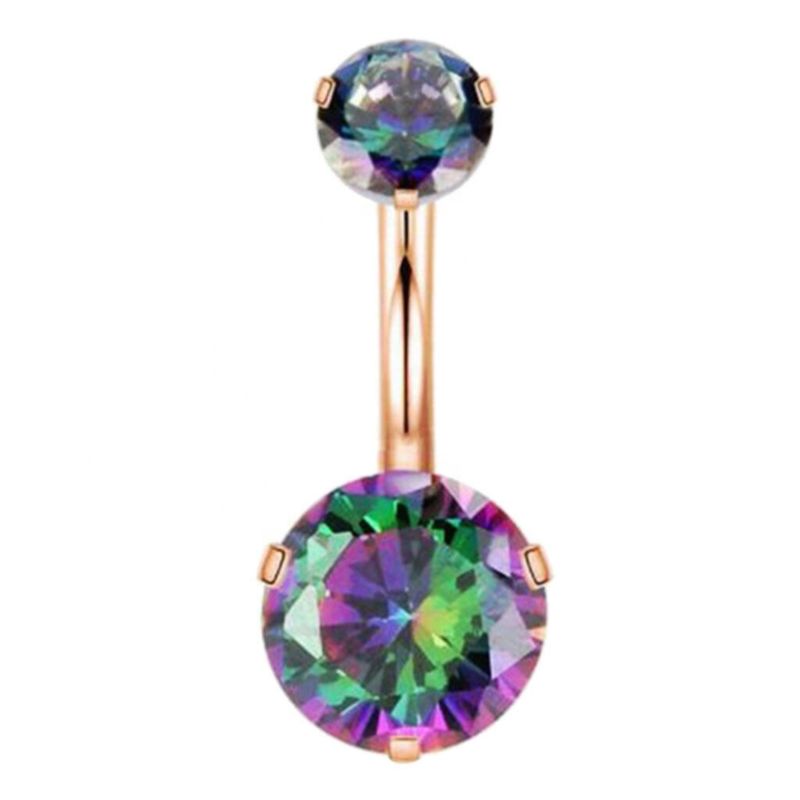 Belly Bar CZ Round Prong Set Navel Ring Body Piercing
