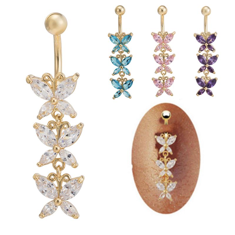 Belly Button Nail Medical Butterfly Shape Navel Nail Piercing Jewelry for Woman
