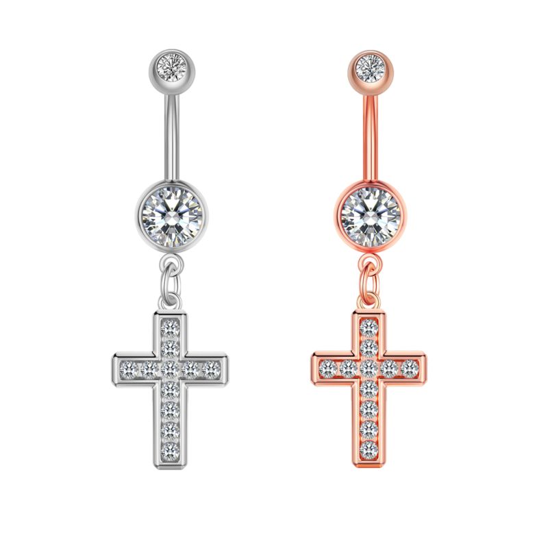 Belly Button Rings 5 Navel Piercing Cross Crystal Jewelry Piercing Navel Earring Body Jewelry