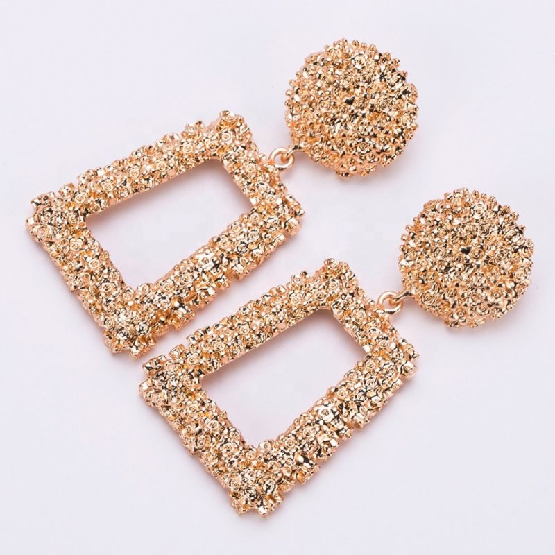 Big Vintage Earrings for Women Gold Color Geometric Statement Earring Earing Hanging Black Yellow Red Jewelry