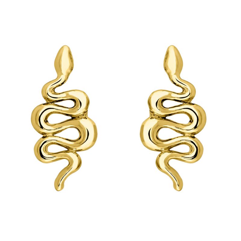 Bohemian Earrings Jewelry 925 Sterling Silver 18K Gold Plated Ear Cuff Snake Stud Earrings