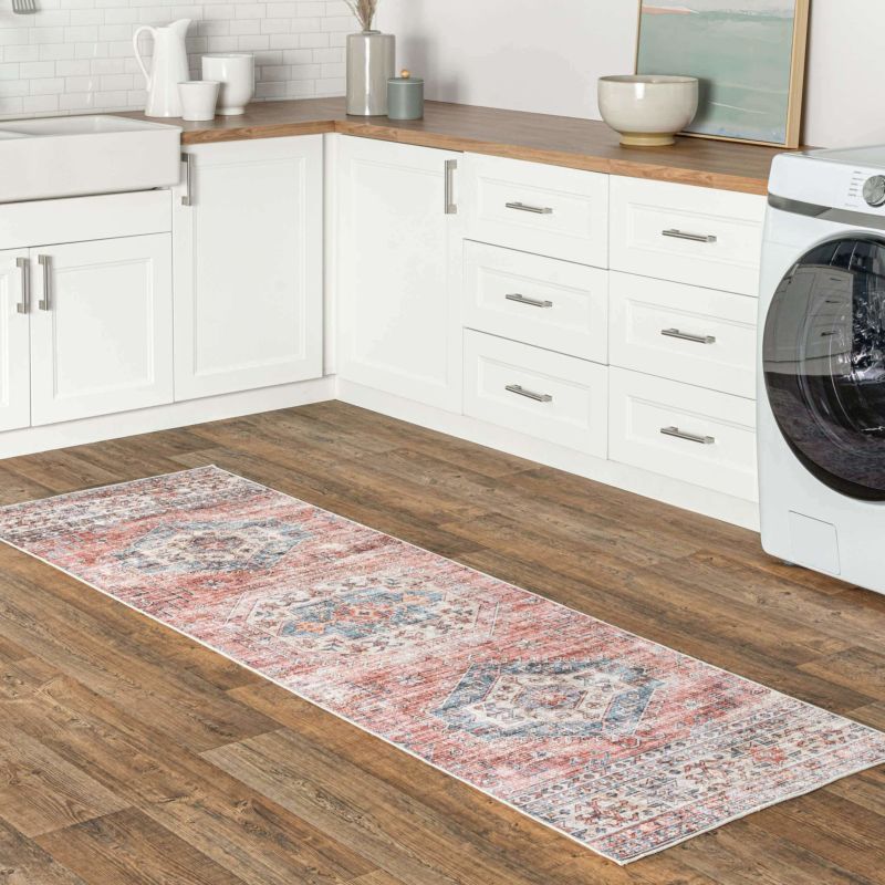 Bohemian Medallion Nevaeh Machine Washable Persian Microfiber Area Rug