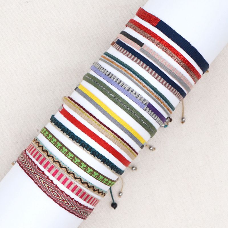 Boho Jewelry Braided Bracelet for Women Hand Weave Bracelets Bohemian Pattern Friends Vintage Textile Pulseras Mujer