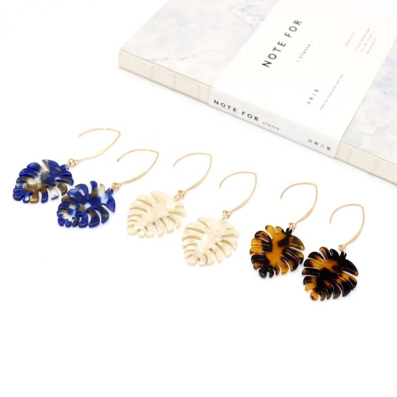 Boho Leaf Dangle Leopard Acrylic Earrings Dainty Resin Geometry Drop Acetate Earrings for Women