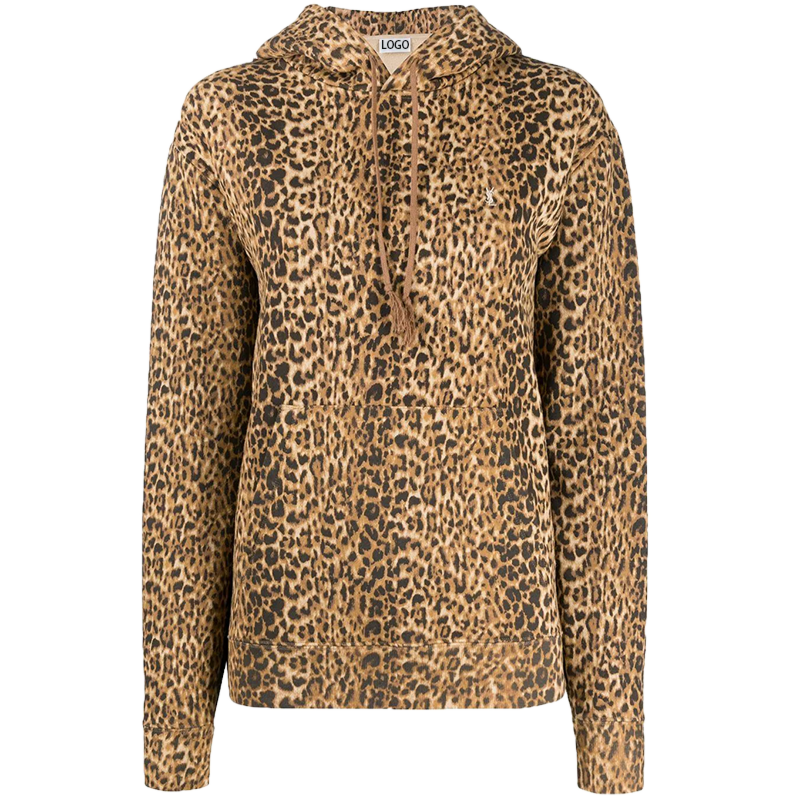 Bold Pullover All-Over Leopard Hoodie Spots Printed Hoodies Cotton Hoodies for Women