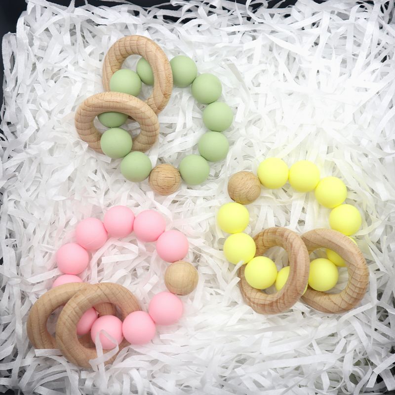 Bpa Free Baby Wooden Toys Teether Infant Baby Rattle