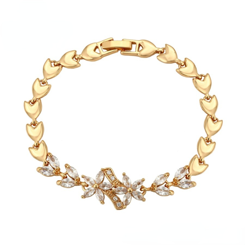 Brace-482 Xuping Jewelry Elegant, and Delicacy Crystal Flower 18K Gold Brace-482 Simple and Versatile Lady Bracelet