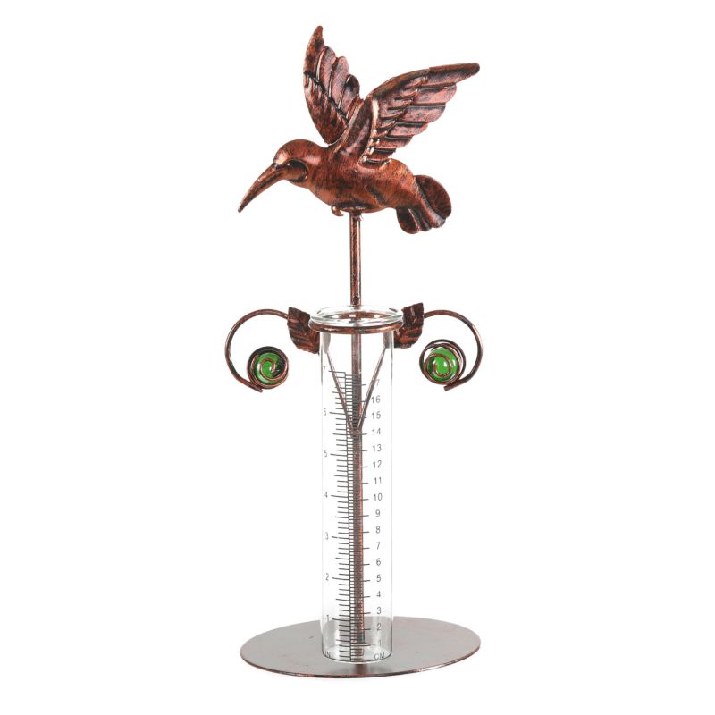 Bronze Hummingbird Garden Decoration Rain Gauge for Garden Decoration