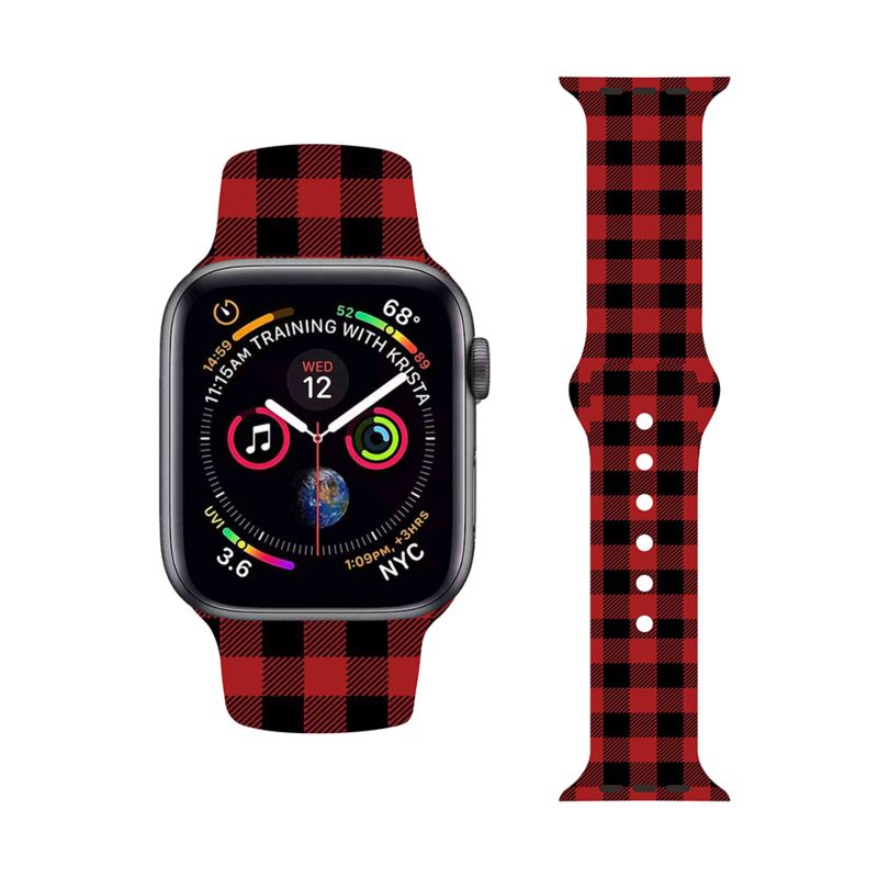 Buffalo Plaid Printed Strap for Apple Watch Bands Silicone, Replacement Designer Sports Band for Iwatch Bands 41Mm 45Mm