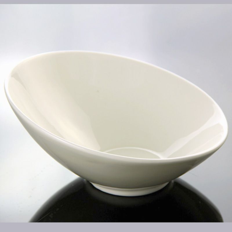 Buffet White Porcelain Oblique Fruit Salad Bowl Restaurant Cuisine Noodle Bowl Ceramic Dining Bowl
