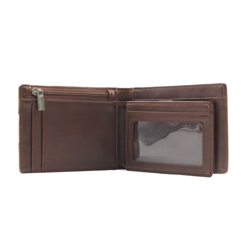 Business Travel Waterproof Rfid Genuine Leather Men Money Clip Card Wallet with Double Flap Design