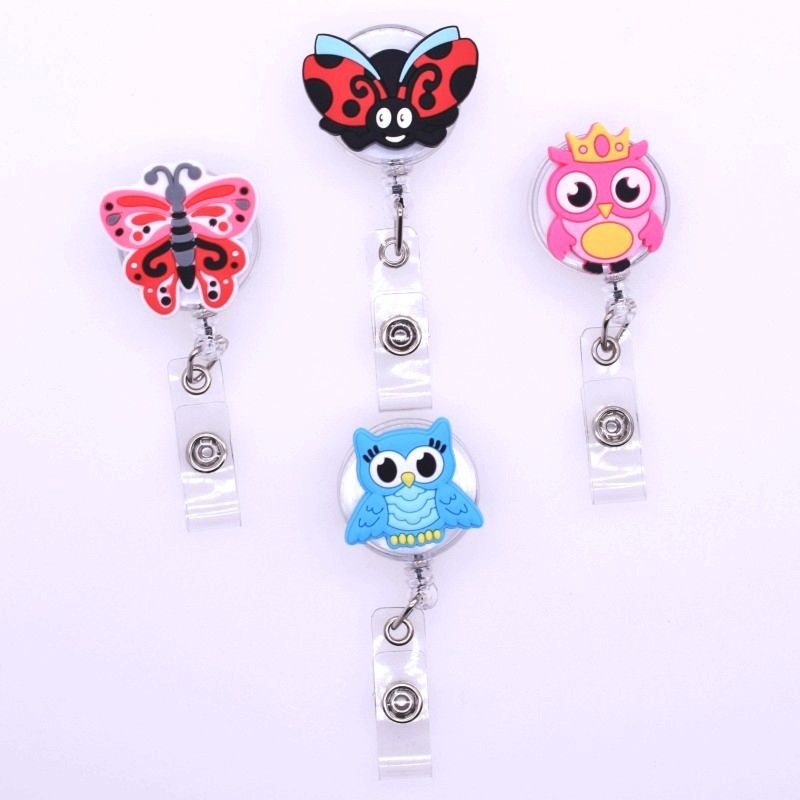 Cartoon Butterfly Insect Night Owl Holder Clips Badge Holder for Student Nurse/Worker Card Holder Reels Yougster Gift