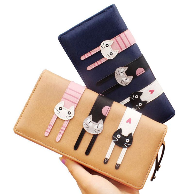 Cartoon Cat Purse Slim Wallet Card Holder Wallet for Girls