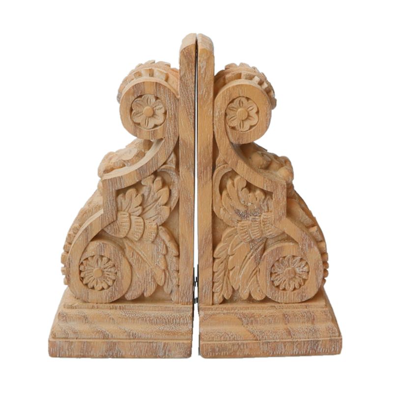 Carved Wood Look Resin Corbel Statue Bookends Polyrsin Corbel Wooden Sculpture Bookends for Home Decor