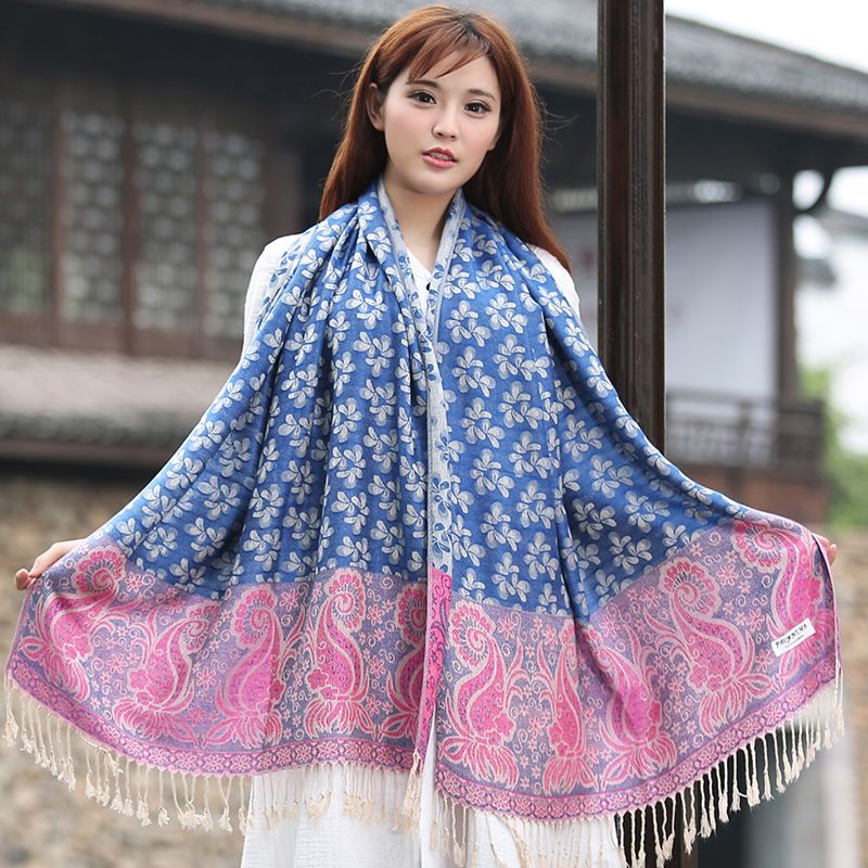 Casual Printed Tassels Elegant Customized Cotton Scarf