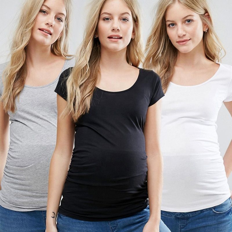 Casual round Neck Short Sleeve Maternity Tops & Tees