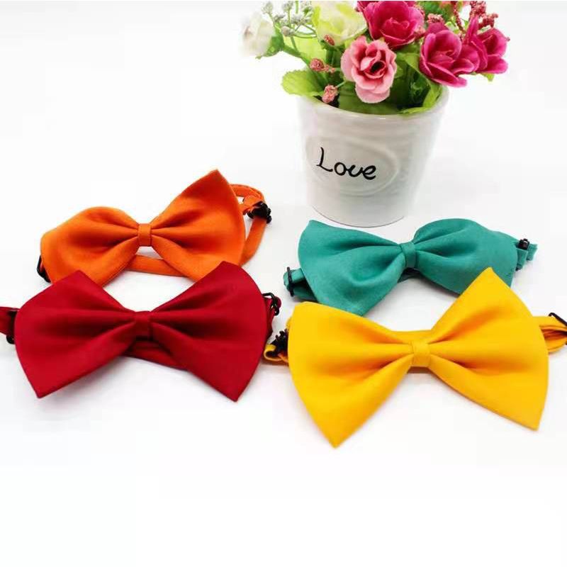 Cat Bows Pet Accessories Puppy Print Solid Dog Bow Collar