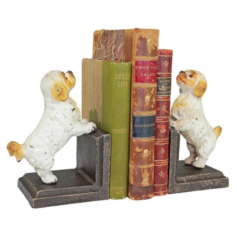 Cavalier King Charles Spaniel Dog Cast Resin Sculptural Bookend Pair