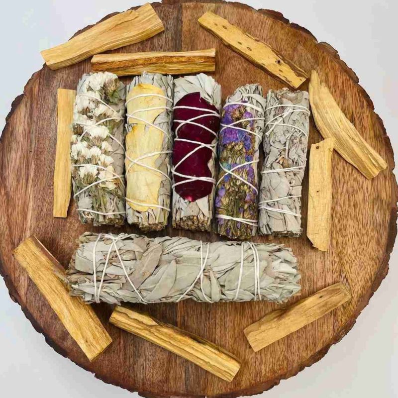 Celion White Sage Smudge Bundles Sticks Rose Sage Rosemary Sage with Flowers