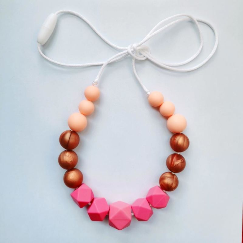 Chew Teething Silicone Beads Girl Baby Necklace