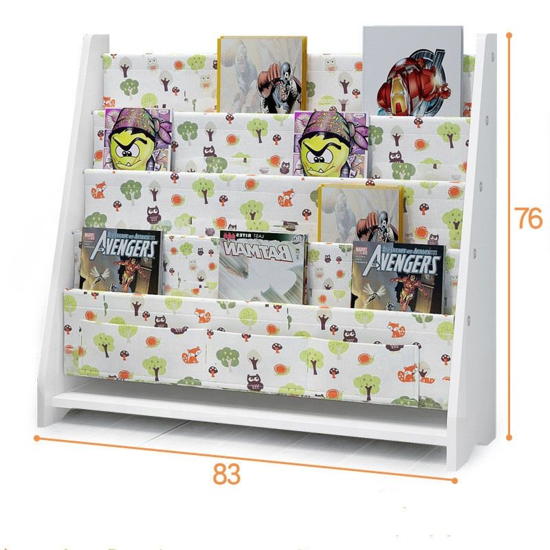 Children Bookcase Toy Display Book Stand Rack Bookshelf Sling Book Organizer with Fabric Bag