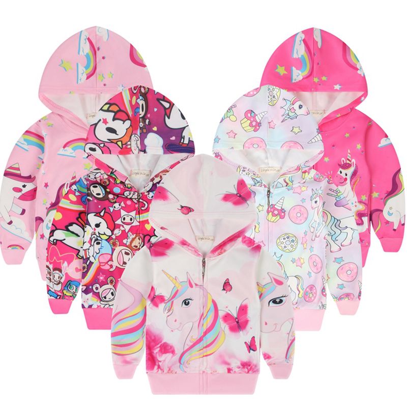 Children Jackets Girls Unicorn Hoodie Toddler for Baby Fleece Kids Fall Jackets