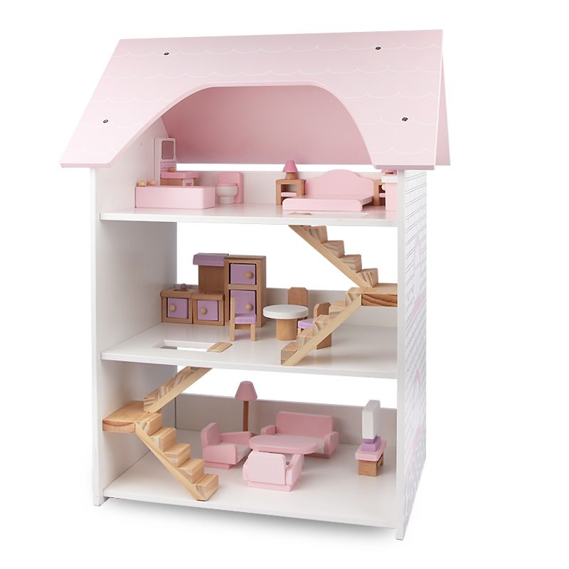 Children Play House Toys Pretend Play Furniture Toy Three Floors Doll House for Girl