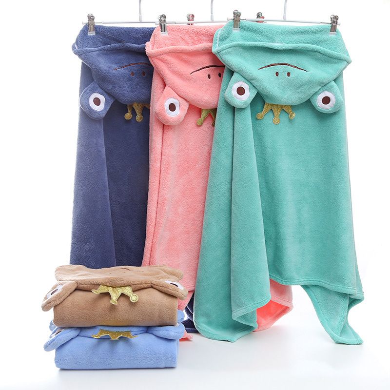 Children's Hooded Bath Towel, Coral Fleece Cape Can Wear Bathrobe Soft Large Bath