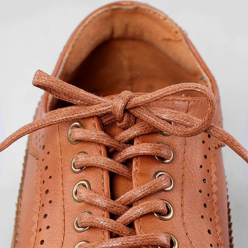 Chinber Cotton Waxed Leather Shoes Laces round Sneaker Shoelace String